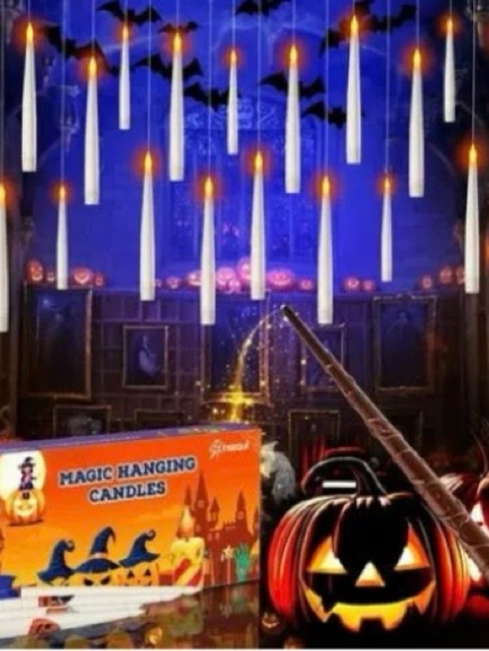 Halloween Magic Hanging Candles w/magic‎ wand remote -- New in Box